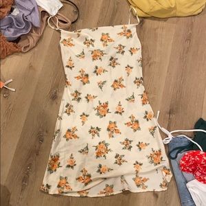 orange floral slip dress